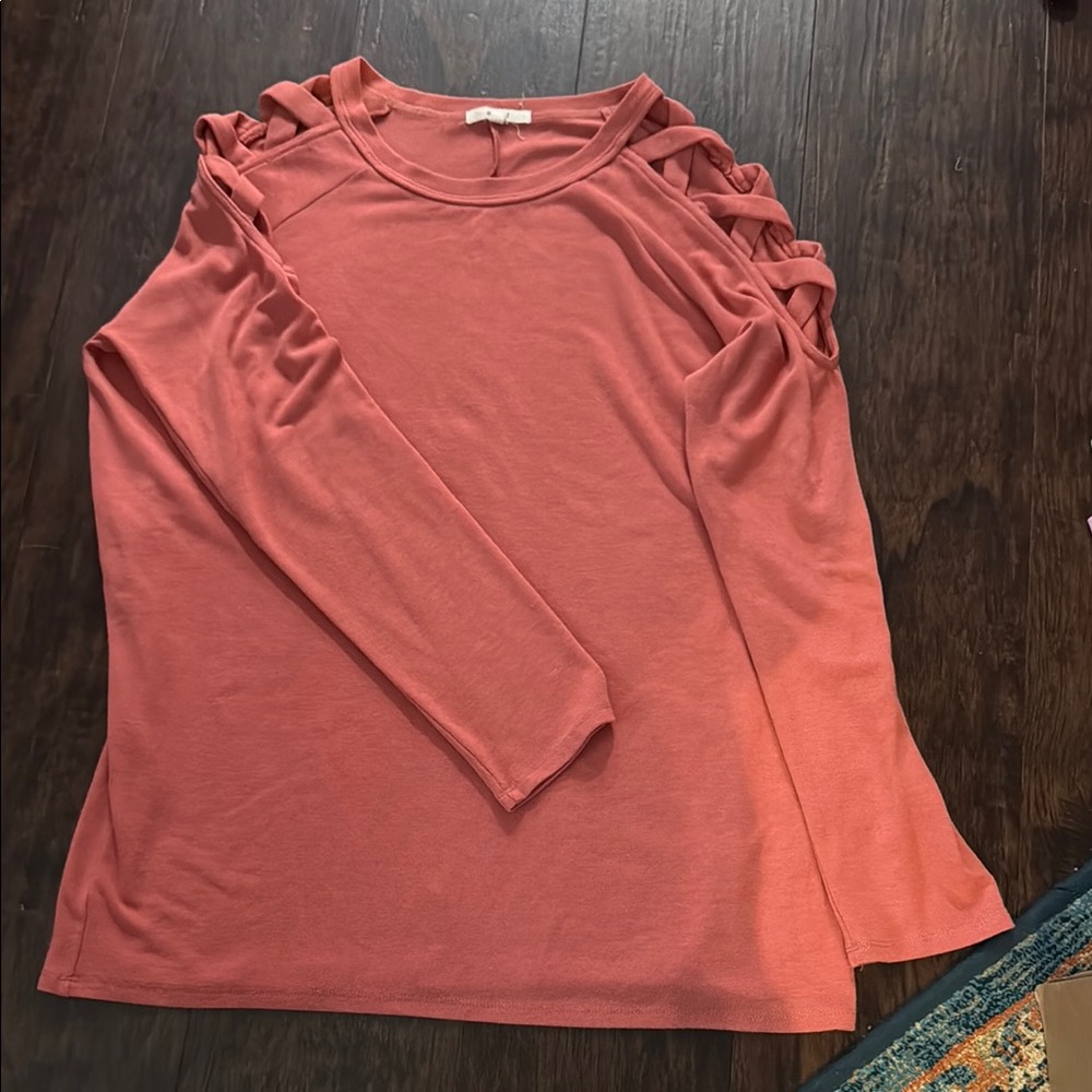 Easel Pink Cut Out Blouse